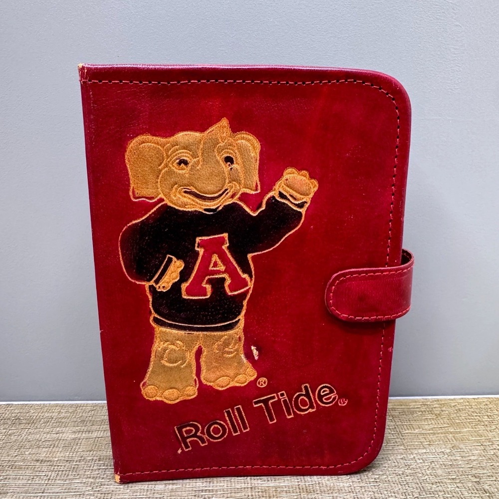 Vintage Alabama Crimson Tide Leather Organizer Big Al Roll Tide Planner Red